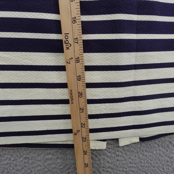 J Crew No 2 Pencil Skirt Size 6 Navy Blue Ivory Stripe Womens Career Preppy - Picture 8 of 13